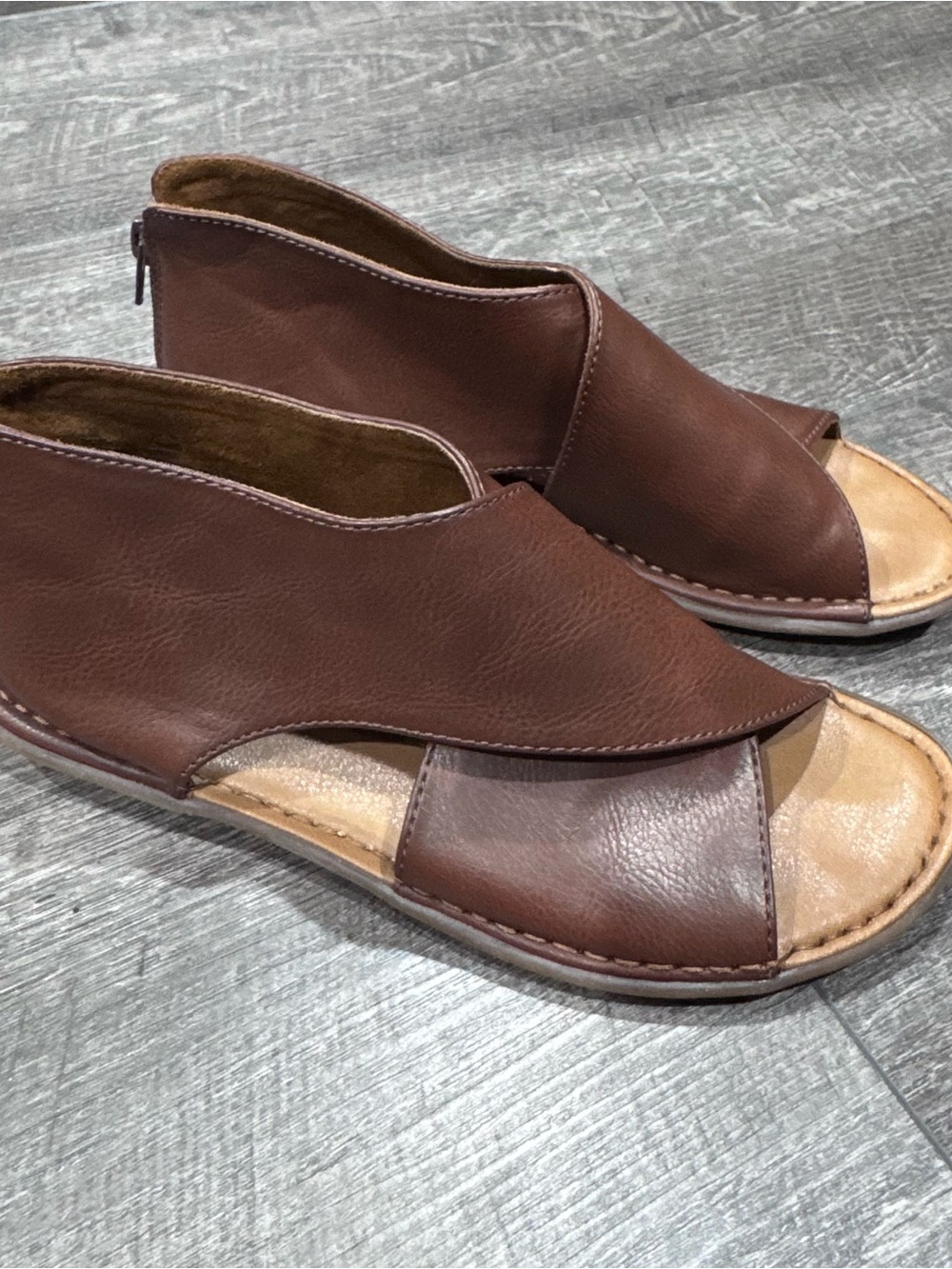 Women’s BOC Open-Toe Leather Sandals - Brown zip back 7M